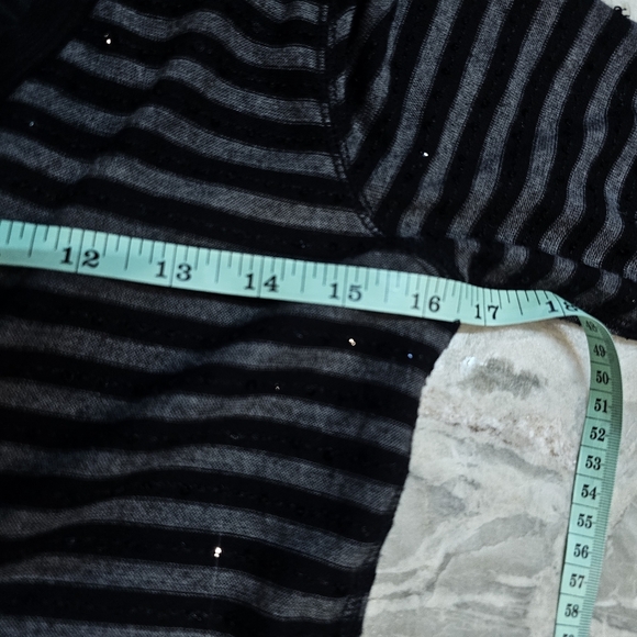 Express Black Gray Striped Sequin Knit Dress Medium - Picture 5 of 9